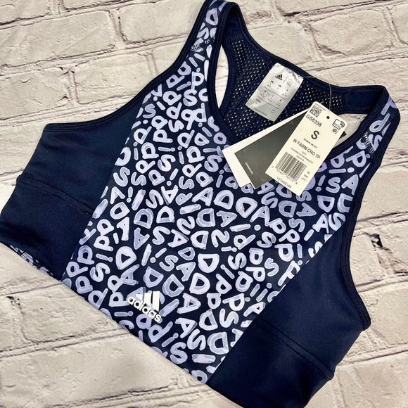 NEW Womens adidas Farm Rio Aeroready 3-Stripes Print Sports Crop Top - Picture 3 of 3